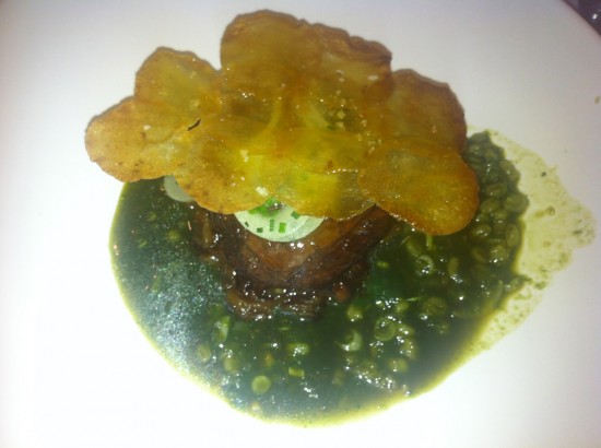 Ox Cheek, Crispy Potato in Parsley Beef Broth