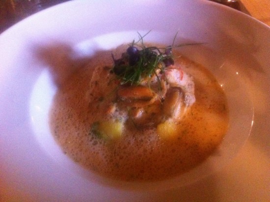 Halibut with shellfish ragout