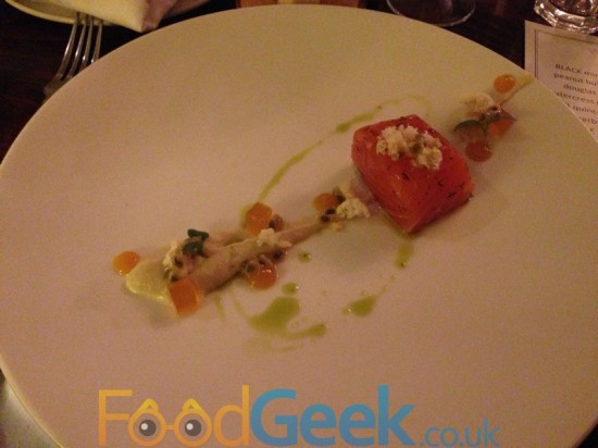 Salmon, Passion Fruit, Cauliflower, Coriander, Douglas Fir