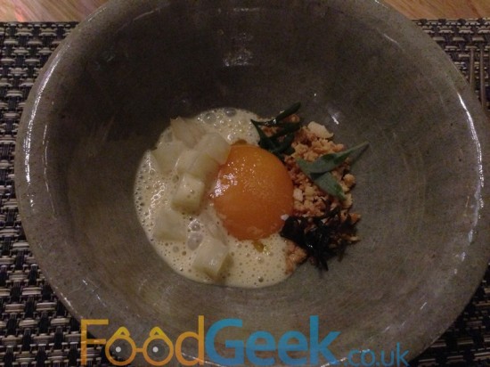 Razor Clam, Egg Yolk, Celeriac & Sea Herbs