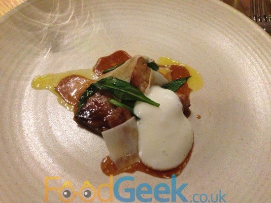 Yew Tree Farm hogget and sweetbreads, wild garlic & sheeps milk