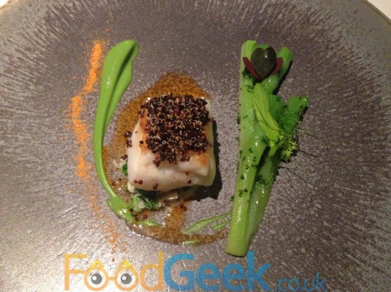 Roast Turbot, Broccoli Steam, Crab & Black Quinoa