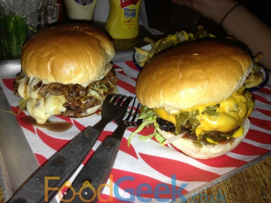 Green Chilli Cheeseburger & Mushroom Swiss Burger