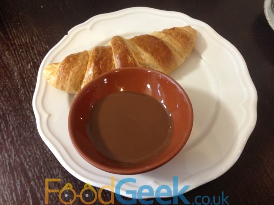Dipping Croissant with Hot Chocolate