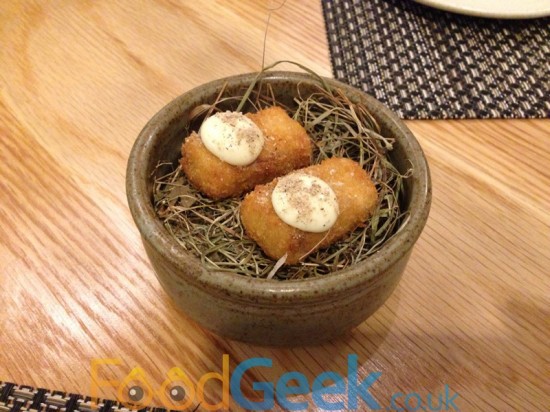 Pig and eel with hay emulsion
