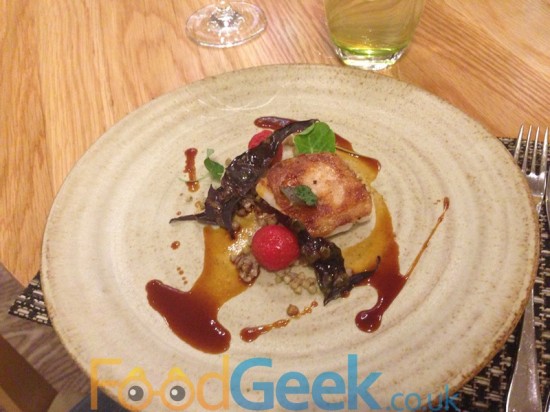 Chick 'O' Hake, dried tomatoes, red orache, roasted bone sauce, nasturtium