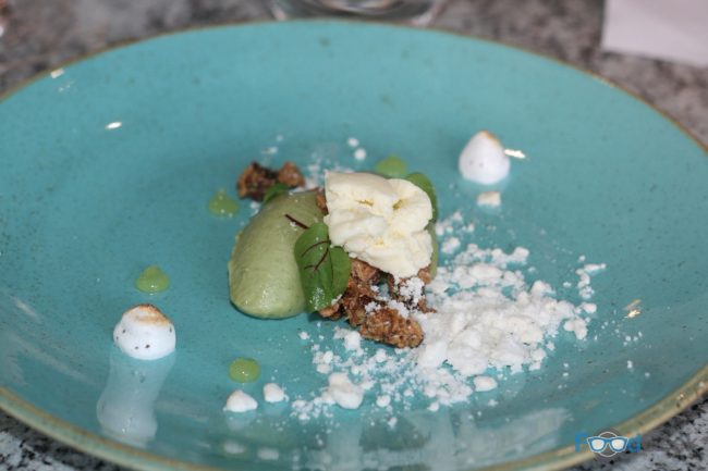 Sorrel Posset, Creme Fraiche Sorbet & Sumac Meringue